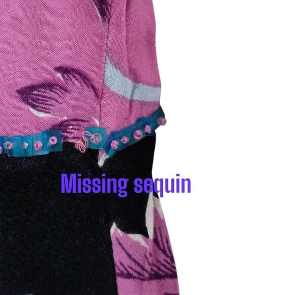 Floral Patchwork Wide Leg Pants M Hippie Artsy Boho Chic Fairy Flowy Drawstring - Picture 9 of 16